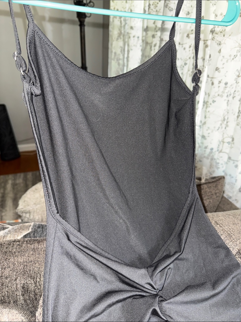 Sleek Open Black Women's Romper with shorts and scrunch butt - Picture 2 of 5